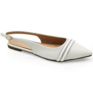 Women’s Beige Pointed Toe Slingback Flats – Chic Neutral Dress Shoes